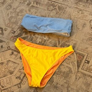 Yellow Bikini Bottom with Blue Headband